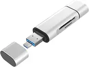 QUMIIRITY Type C Micro USB Card Reader OTG Reader for Phone Computer Portable Design High Speed Data Transfer Compatible with Android Devices Silver