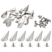 16mm Studs for Clothing, 30 Sets Studs and Spikes, 11x16mm, Silver Tone