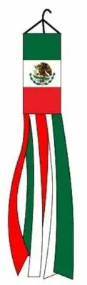 "MEXICO" Windsock Super Shiny polyester 5ft wind sock Latin UN Mexican flag