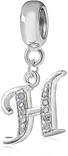 [925 Sterling Silver Letter Charms] Alphabet Charm Letter Beads,A-Z Letter Initial Spacer,Solid Woman' Sterling Silver Pandora Charm