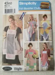 Simplicity 4360 Kitchen APRONS with pockets Sewing pattern 5 styles
