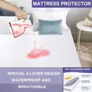 Soft Terry Cotton Mattress Protector Bed 100% Waterproof BabyCot /Single/King/KS