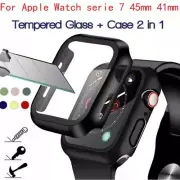 For Apple watch series 7 Tempered glass full cover screen protector case 41/45MM