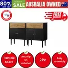 2x Sideboard Buffet Storage Cabinet Cupboard Black and Wood