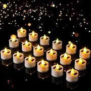 Kittmip 18 Pieces Solar Tea Lights LED Flameless Solar Candles Battery Flickering Waterproof Candles for Wedding Holiday Party Home Decor(1.5 x 1.4 Inch,Yellow Light)