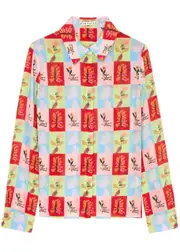 Alice + Olivia X Oris Eddu Willa Printed Silk Shirt - Multicoloured - S (UK8-10 / S) S (UK8-10 / S)