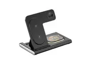 Wireless Charger Stand Pad, 3 in 1, for iPhone 15 14 13 12, Samsung S23 S22 Galaxy Watch 5 4 Active Buds, Fast Charging(for Samsung Watch)(Black)