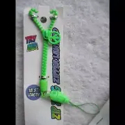 Green Peace Sign Zip Zing Zipper 18.5" Lanyard Bracelet Charm Hold Id Holder