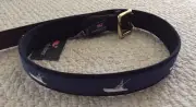 NWT VINEYARD Vines Navy Sport fisher Canvas/ Leather Men's Belt Size 30