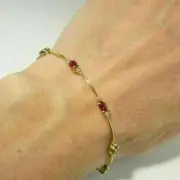 4.50Ct Oval Cut Simulated Red Ruby & Bracelet 925 Silver Gold Plated
