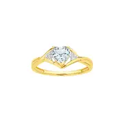 9ct Gold, Aquamarine & Diamond Heart Twist Ring in Blue