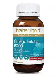 Herbs of Gold Ginkgo Biloba 6000, 120 Veggie Capsules