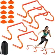 Agility Hurdles Training Equipment 5 Speed Hurdles and 10 Soccer Cones with Bag