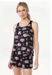 Joyspun Tank Top & Short Pj Sleep Pajamas RV Camper Camping Glamping Trailer 2X