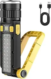 Camping Flashlight - Work Flashlight | USB Rechargeable LED Waterproof Battery Display for Outage Patio Tent Storm Festival Home Night Fishing