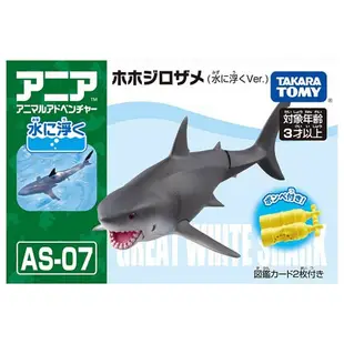 【HAHA小站】AN13760 正版 日本 多美 AS-07 大白鯊 漂浮版 探索動物 多美動物 鯊魚 可動 模型 玩具