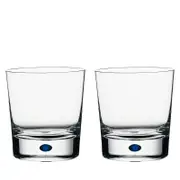 Orrefors Intermezzo Blue Set of 2 Double Old Fashioned Glasses