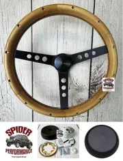 1968-1969 AMC Rebel AMX Javelin wood steering wheel 13 1/2" WALNUT BLACK SPOKE