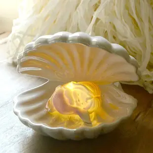 創意陶瓷美人魚貝殼擺件ins少女心房間裝飾小夜燈生日禮物情人節