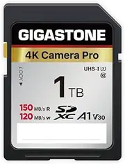 [5-Yrs Free Data Recovery] GIGASTONE 1TB SDXC Memory Card 4K Pro Series Camera Transfer Speed Up to 150MB/s Compatible with Canon Nikon Sony Camcorder, A1 V30 UHS-I Class 10 for 4K UHD Video