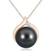 Tahitian Pearl Solitaire Pendant with Diamond