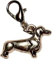 [Generisch] Dachshund Pendant for e.g. Chain Bracelet or Key Ring with Carabiner Hook, 20mm, Metal, No Gemstone