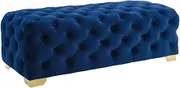 Bed End Bench Entryway Bench Rustic Fabric Upholstered Bedroom Bench Seat Button Tufted Ottoman Footrest Stool Bedroom Bench(Blue,110 * 45 * 40cm)