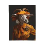 Velveteen Plush Blanket | "Capably Caprine" | Goat wearing orange outfit