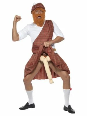 Mens Well Hung Highlander Scotsman Fancy Dress Costume Stag Party by Smiffys