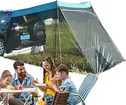 Car Camping Tent - Car Awning Screen Net Tailgate Tent - UV Protection Car Roof Canopy, Windproof Tents for SUV, , Hatchback, Sedan 137.8x118.11x82.68 In