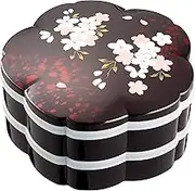 Nakanishi-kougei 0006080 Cherry Blossom Shaped Hors D'oeuvres, Separately Installed Sakura 5B, with Seal Lid, Made in Japan, Black, Bento Box, Heavy Box, Seal Lid