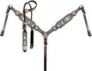 Showman Serape Southwest Print Single Ear Leather Headstall & Breast Collar Set