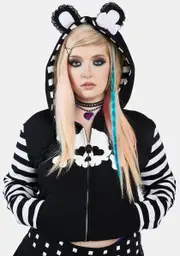 [The Grave Girls] Plus Scene Stealer Striped Hoodie