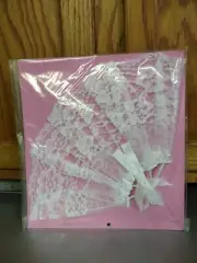 10" White Lace Fan Weddings Sympathy Wire Re-Enforced Made In The USA