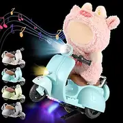 Mini Electric Doll Scooter Vehicles Toy 4 Colors Available Funny Doll Accessory with Music Lights Could Rotate 360° Cute Plastic Scooter Toy Ornaments Battery
