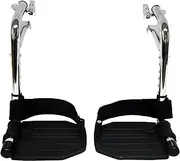 Heavy Duty CHROME Wheelchair Footrests with ALUMINUM Footplates & Heel Loops (Pair) 1-3/8 Pin Spacing Fits Most Newer Medline Drive Invacare E&J ALCO & Other Manual Wheelchairs