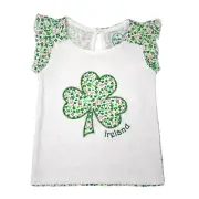 White Shamrock Applique Kids T-Shirt