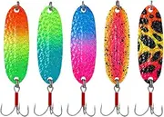 Folpus 5Pcs Fishing Spoons Fishing Lures Spinnerbaits with Hooks Metal Hard Sequins Gear for Perch Redfish Walleye Crappie Bass