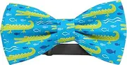 [KAWAMOUSE] Adjustable Pre-tied bow tie for toddler Boys (Alligator Crocodile Pattern) Elegant Cute Bowties for Dogs Cats Pets, Pattern as Shown