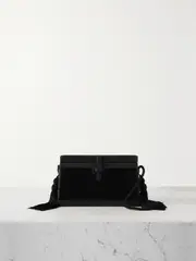 [Hunting Season] Hunting Season - The Trunk Tasseled Leather And Satin Shoulder Bag - Black - One size One size Black