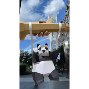 立體動物紙藝 可愛盪鞦韆熊貓 貓熊 抱抱 紙模型