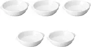 Set of 5, White Round Au Gratin [7.1 x 6.1 x 1.8 inches (18 x 15.5 x 4.5 cm) | Setomonohonpo