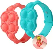 Pop it Fidget Band Wrist Silicone Toy Bubble Stress Kids Bracelet 2 Pack Gift