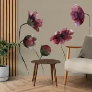 Whimsical Red Floral Delights: Wall Decals with Captivating Fabric Red Flowers