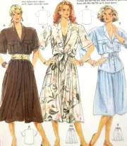 Vtg Uncut Burda 5388 Sew Pattern Full Skirt Tie Front Blouse 2-pc Dress Sz 10-24
