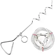 MINGTAISILIAOZD 3M/5M/10M Outdoor Pet Leash With Dog Fixed Pile Metal Screw Stake For Camping Garden Ground Steel Wire Dogs Leads Leashes Set (Color : White, Size : With 10M Leash)