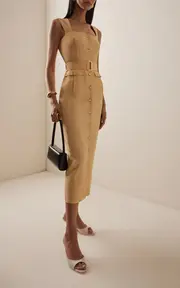 [Matthew Bruch] Apron Linen-Blend Cargo Midi Dress