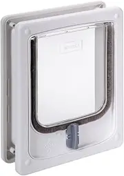 Pet-Tek Wood Fitting Cat Door with Tunnel, White, 25x20cm
