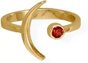 [JewelryWeb] 14k Gld Plated 925 Sterling Silver Celestial Moon and Garnet Ring Band Measures 2.7mm Wide 3mm Faceted Accent S Jewelry for Women - Ring Size Options: 6 7 8 9