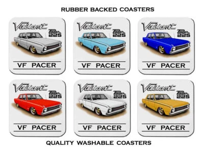 VALIANT VF 225 HEMI PACER SET OF 6 RUBBER DRINK COASTERS